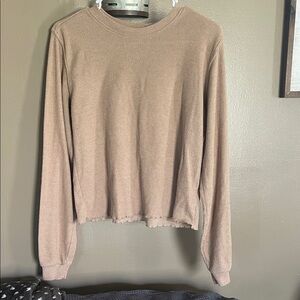 BB Dakota Ribbed Crew Neck Top in Taupe